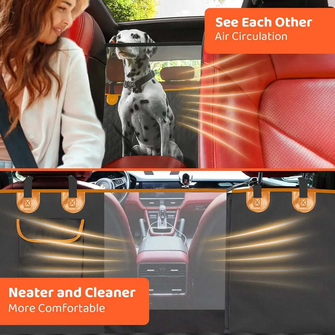 Waterproof Dog Car Seat Cover for Back Seat with Mesh Window, Foldiing Dog Bed for Car Travel,Outside Dog Bed,Expanded Space&Weight up to 400Full Coverage Back Seat & Door Protector, Easy-To-Clean & Universal Fit for Cars, Suvs & Trucks #Summervibes