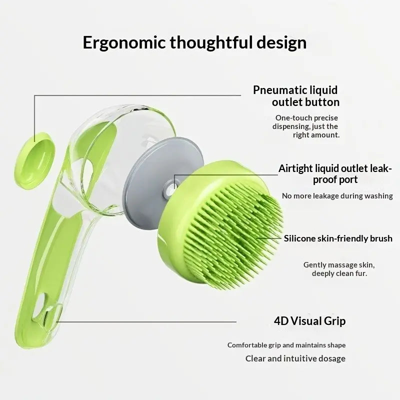 2-In-1 Pet Bath Clean Brush & Shampoo Dispenser | Silicone Dog Grooming Tools Massage Scrubber