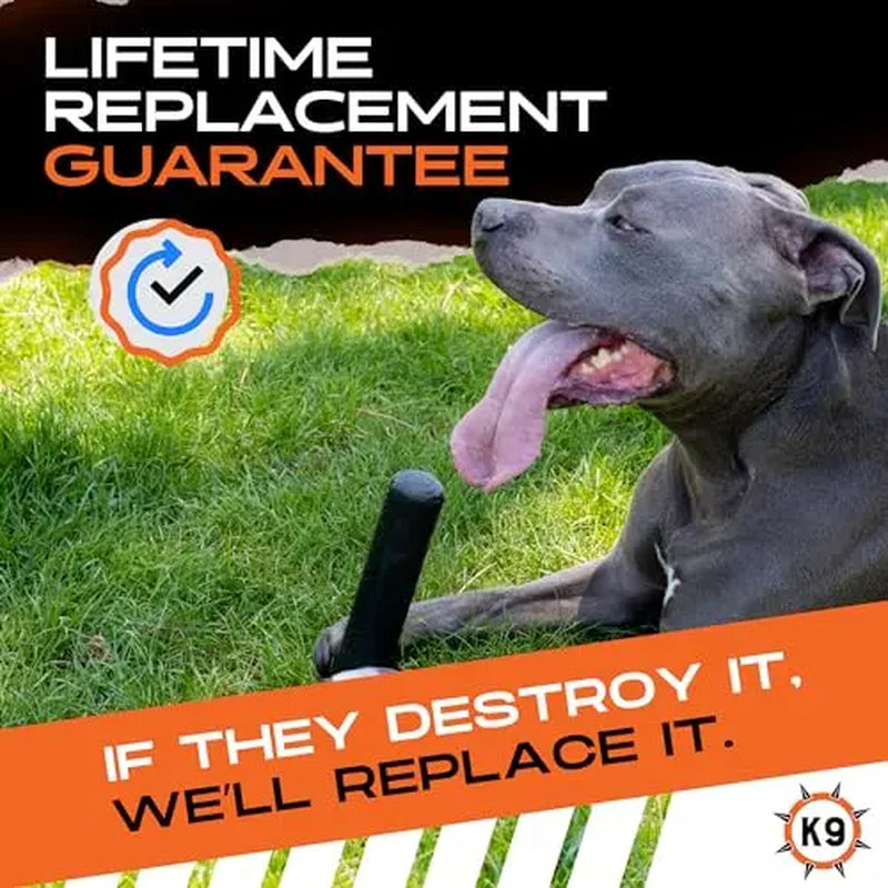 Monster K9 Chew Stick | Toughest Chewers. Lifetime Guaranteed. | Made in USA. VULCRON Natural Rubber | Durable, Heavy Duty Dog Chew Toy for Aggressive Chewers | Medium & Large Breeds, 9” X 2”