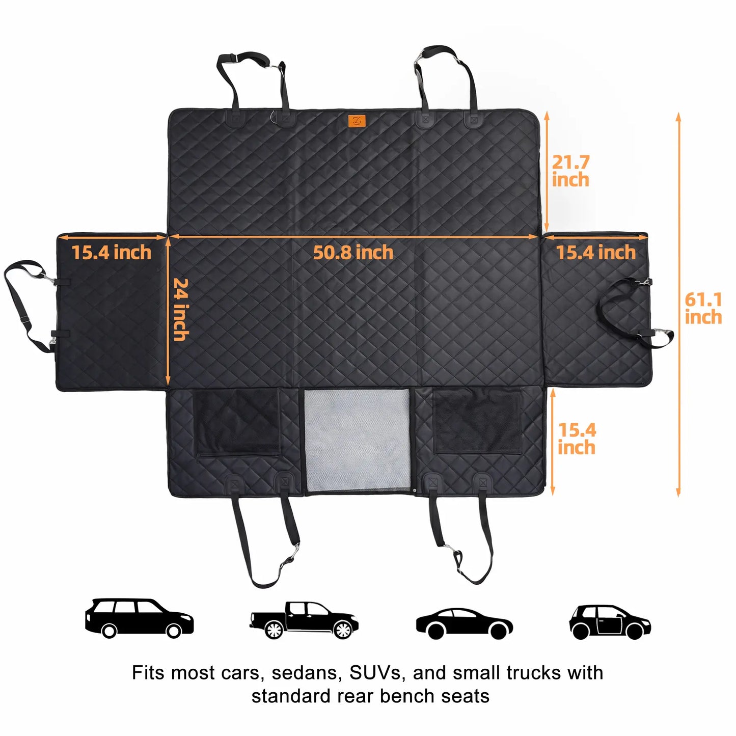 Zvrpet Dog Car Seat Cover with Mesh Window Waterproof & Scratch-Resistant Pet Hammock for Back Seat High-Strength PP Support Board Undeformable Heavy Duty Non-Slip Protector for Suvs & Trucks Large Size Summervibes Petlovers