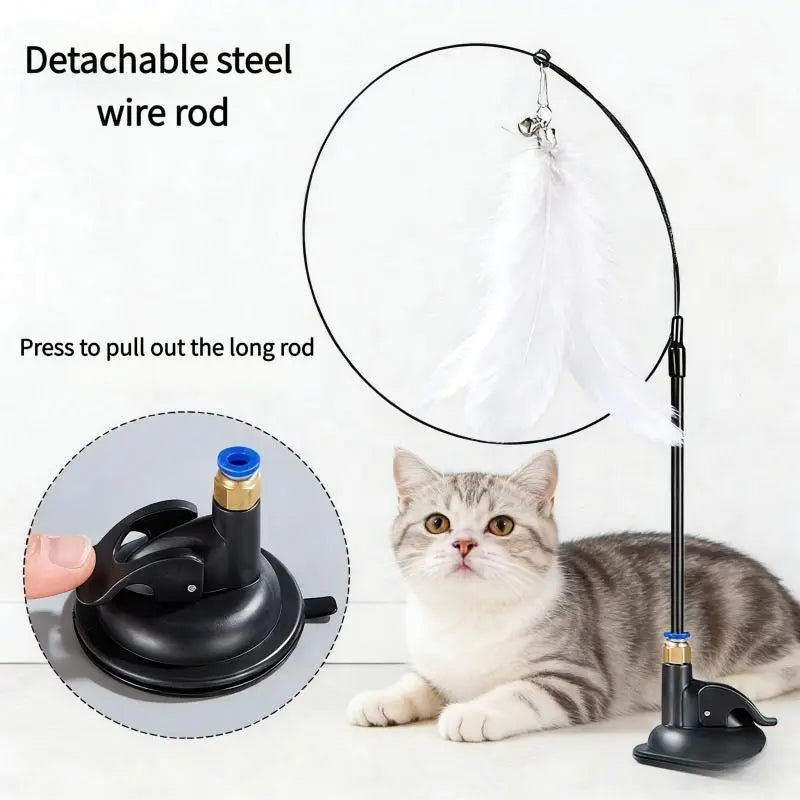 Viral Cat Toy! Suction Cup Feather Interactive Kitten Wand That Cats Go Crazy For