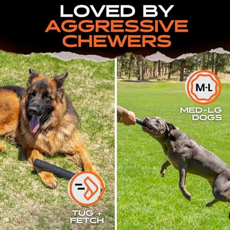 Monster K9 Chew Stick | Toughest Chewers. Lifetime Guaranteed. | Made in USA. VULCRON Natural Rubber | Durable, Heavy Duty Dog Chew Toy for Aggressive Chewers | Medium & Large Breeds, 9” X 2”