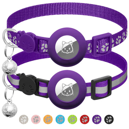2 Pack Airtag Cat Collar Breakaway with Bell,Reflective Kitten Collar with Cat Collar Airtag Holder,Adjustable 7-12In,Safety Buckle for Girl Boy Cats,Pet Supplies,Accessories,Gifts(No Airtag Included)