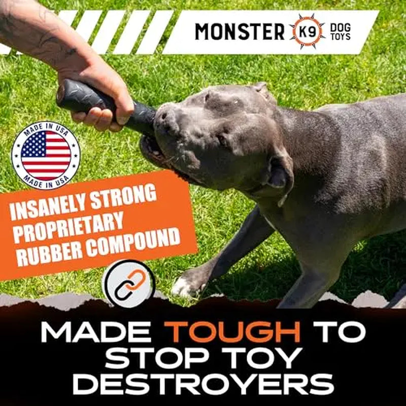 Monster K9 Chew Stick | Toughest Chewers. Lifetime Guaranteed. | Made in USA. VULCRON Natural Rubber | Durable, Heavy Duty Dog Chew Toy for Aggressive Chewers | Medium & Large Breeds, 9” X 2”