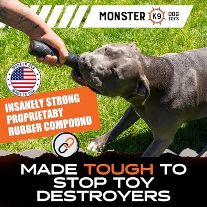 Monster K9 Chew Stick | Toughest Chewers. Lifetime Guaranteed. | Made in USA. VULCRON Natural Rubber | Durable, Heavy Duty Dog Chew Toy for Aggressive Chewers | Medium & Large Breeds, 9” X 2”