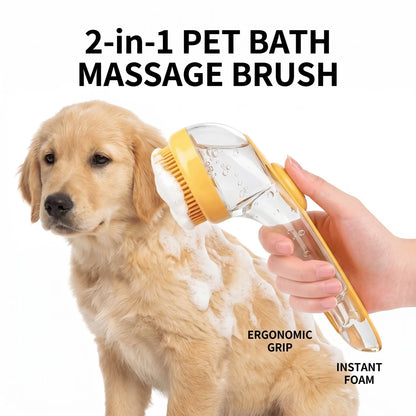 2-In-1 Pet Bath Clean Brush & Shampoo Dispenser | Silicone Dog Grooming Tools Massage Scrubber