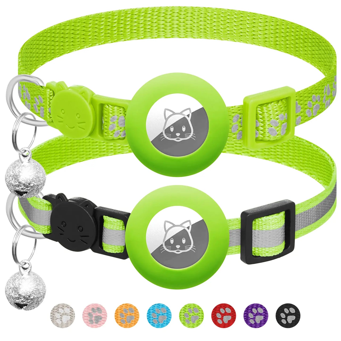 2 Pack Airtag Cat Collar Breakaway with Bell,Reflective Kitten Collar with Cat Collar Airtag Holder,Adjustable 7-12In,Safety Buckle for Girl Boy Cats,Pet Supplies,Accessories,Gifts(No Airtag Included)