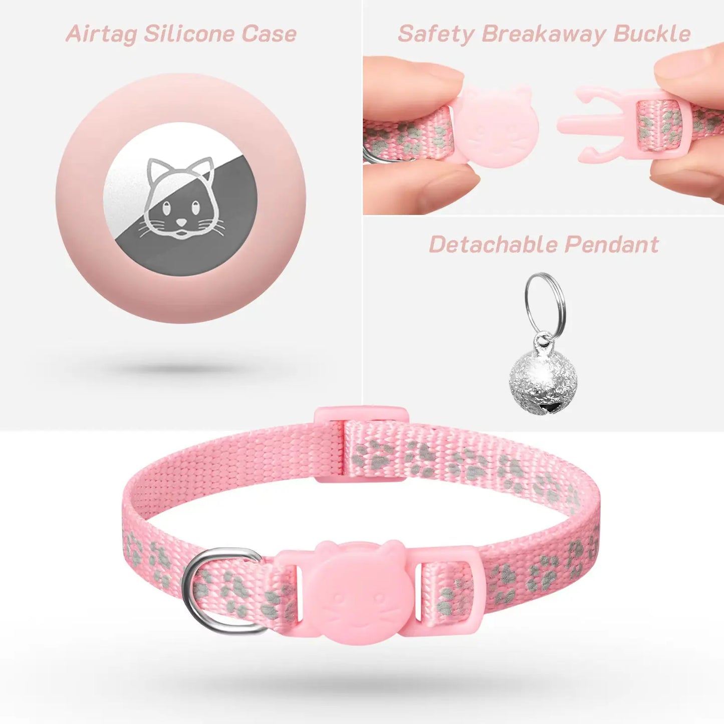 2 Pack Airtag Cat Collar Breakaway with Bell,Reflective Kitten Collar with Cat Collar Airtag Holder,Adjustable 7-12In,Safety Buckle for Girl Boy Cats,Pet Supplies,Accessories,Gifts(No Airtag Included)