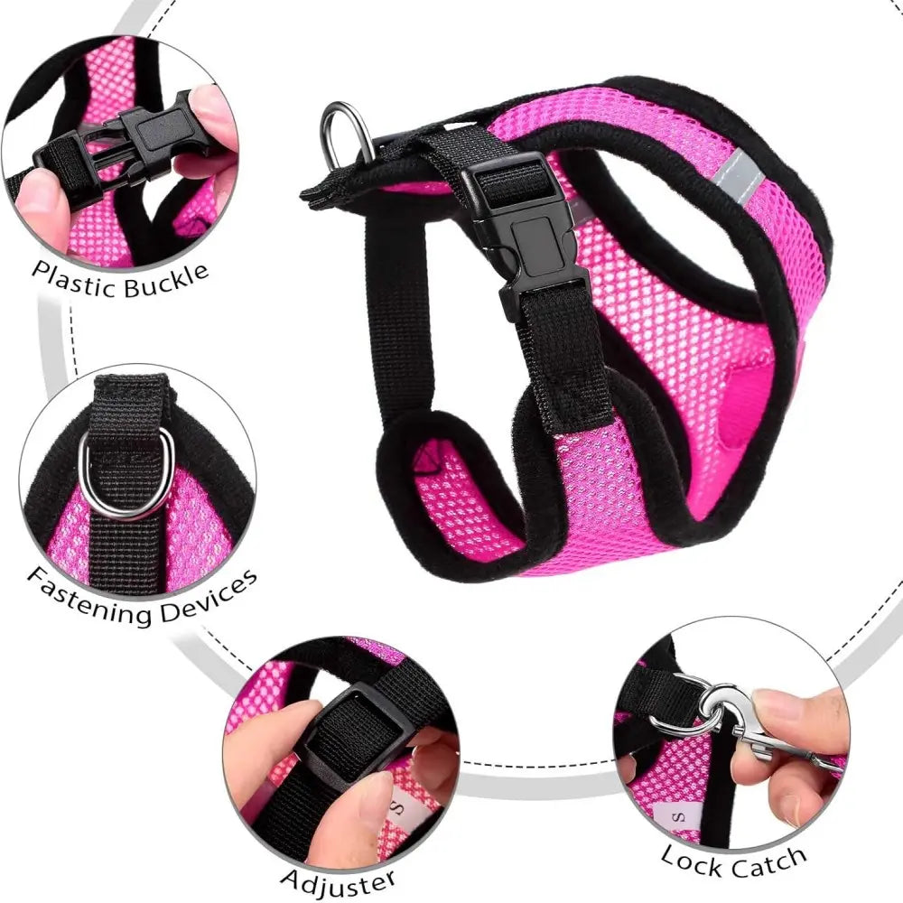 New Pet Dog Cat Harness, Outdoor Leash Collar, Reflective Harness, Anti-Shock Safety Gear, Small Size, Ideal for Dogs & Cats, Universal Harness, Qys Model