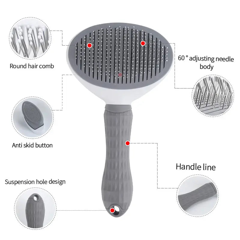 Professional Pet Grooming Kit - 4-Piece Shedding Tools Set Including Self-Cleaning Slicker Brush, Dual-Sided Stainless Steel Dematting Comb, Tear Stain Comb, and Fur Removal Tool for Dogs and Cats with Long or Short Hair