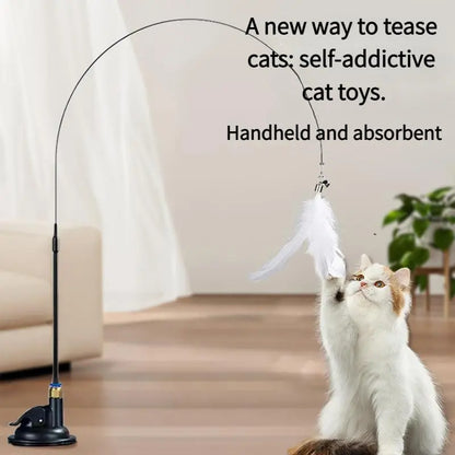 Viral Cat Toy! Suction Cup Feather Interactive Kitten Wand That Cats Go Crazy For