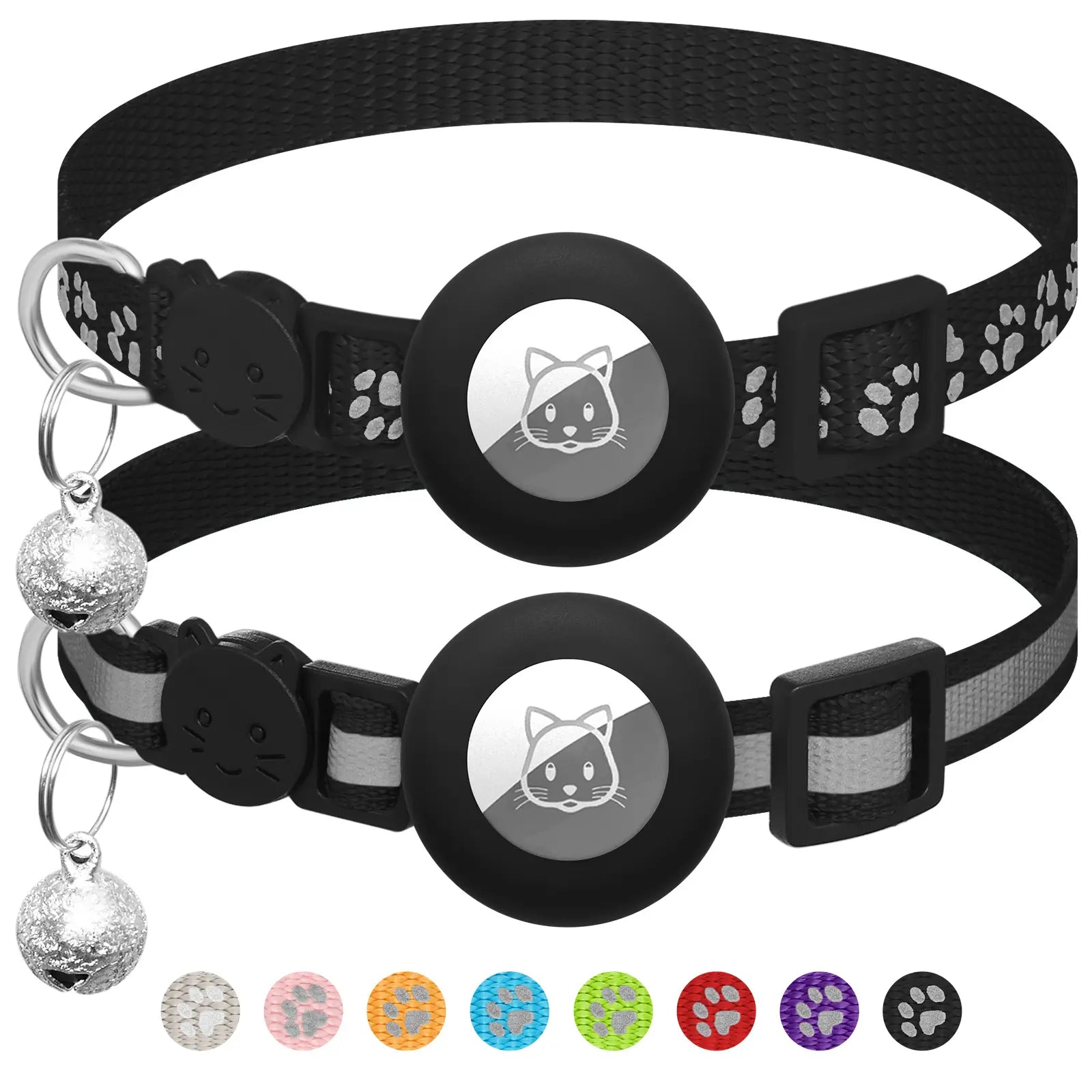 2 Pack Airtag Cat Collar Breakaway with Bell,Reflective Kitten Collar with Cat Collar Airtag Holder,Adjustable 7-12In,Safety Buckle for Girl Boy Cats,Pet Supplies,Accessories,Gifts(No Airtag Included)