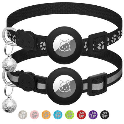 2 Pack Airtag Cat Collar Breakaway with Bell,Reflective Kitten Collar with Cat Collar Airtag Holder,Adjustable 7-12In,Safety Buckle for Girl Boy Cats,Pet Supplies,Accessories,Gifts(No Airtag Included)
