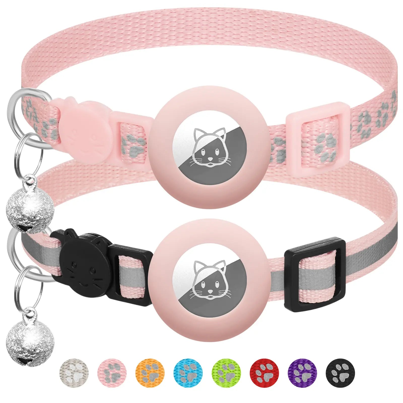 2 Pack Airtag Cat Collar Breakaway with Bell,Reflective Kitten Collar with Cat Collar Airtag Holder,Adjustable 7-12In,Safety Buckle for Girl Boy Cats,Pet Supplies,Accessories,Gifts(No Airtag Included)