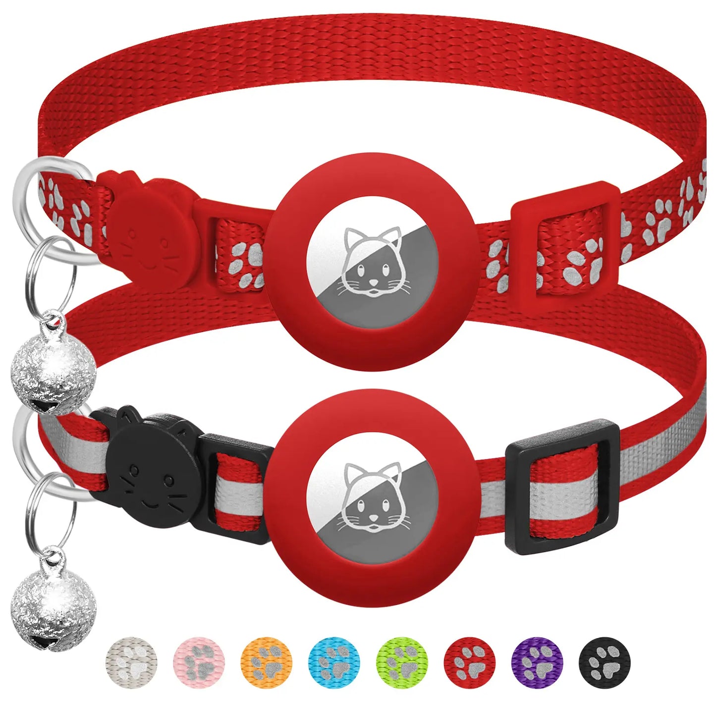 2 Pack Airtag Cat Collar Breakaway with Bell,Reflective Kitten Collar with Cat Collar Airtag Holder,Adjustable 7-12In,Safety Buckle for Girl Boy Cats,Pet Supplies,Accessories,Gifts(No Airtag Included)