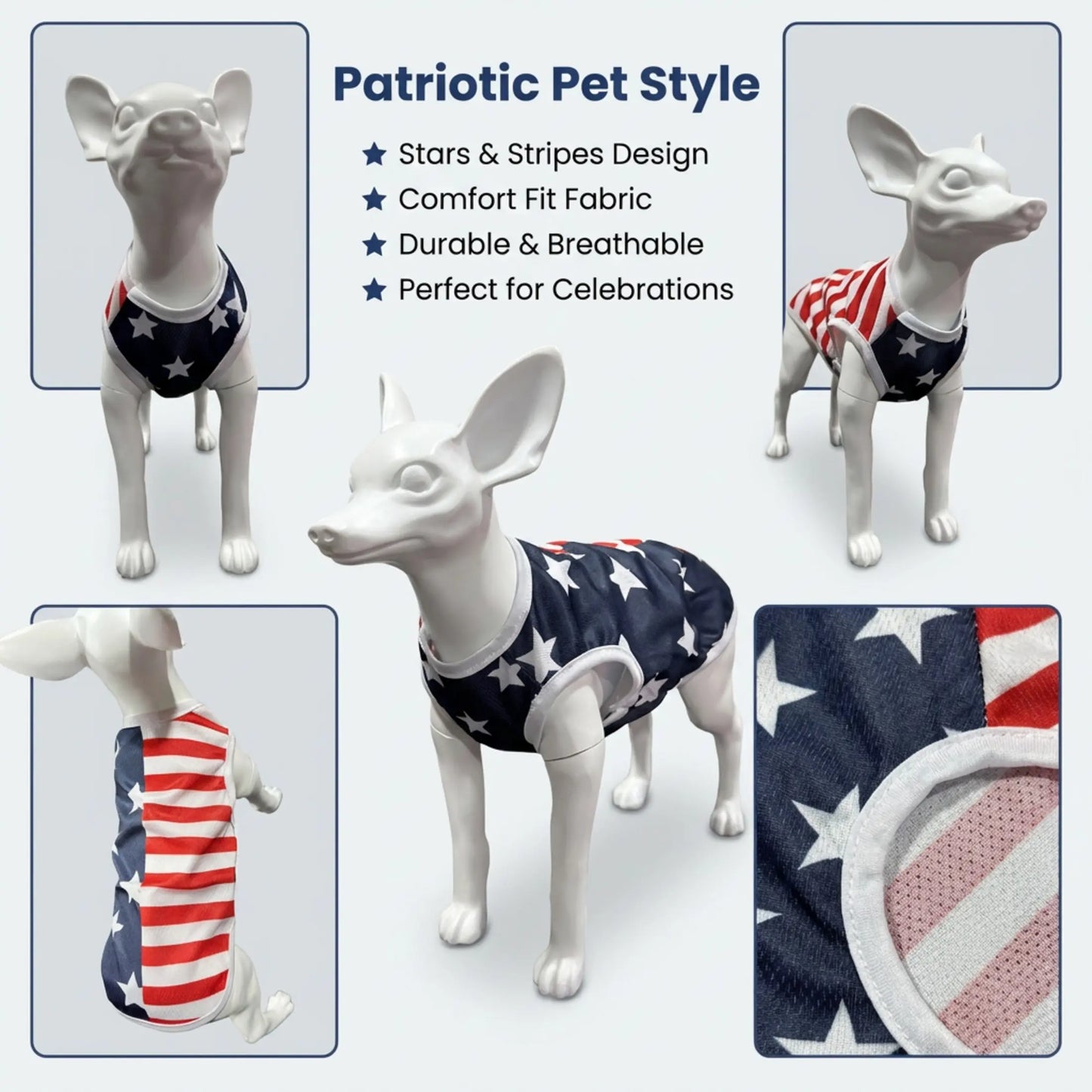 Dog Vest Pet Clothing Puppy Clothes American Flag Style Mesh Breathable Fabric Summer Cool High Stretch Comfort Small Dogs Outdoor Independence Day Costumes