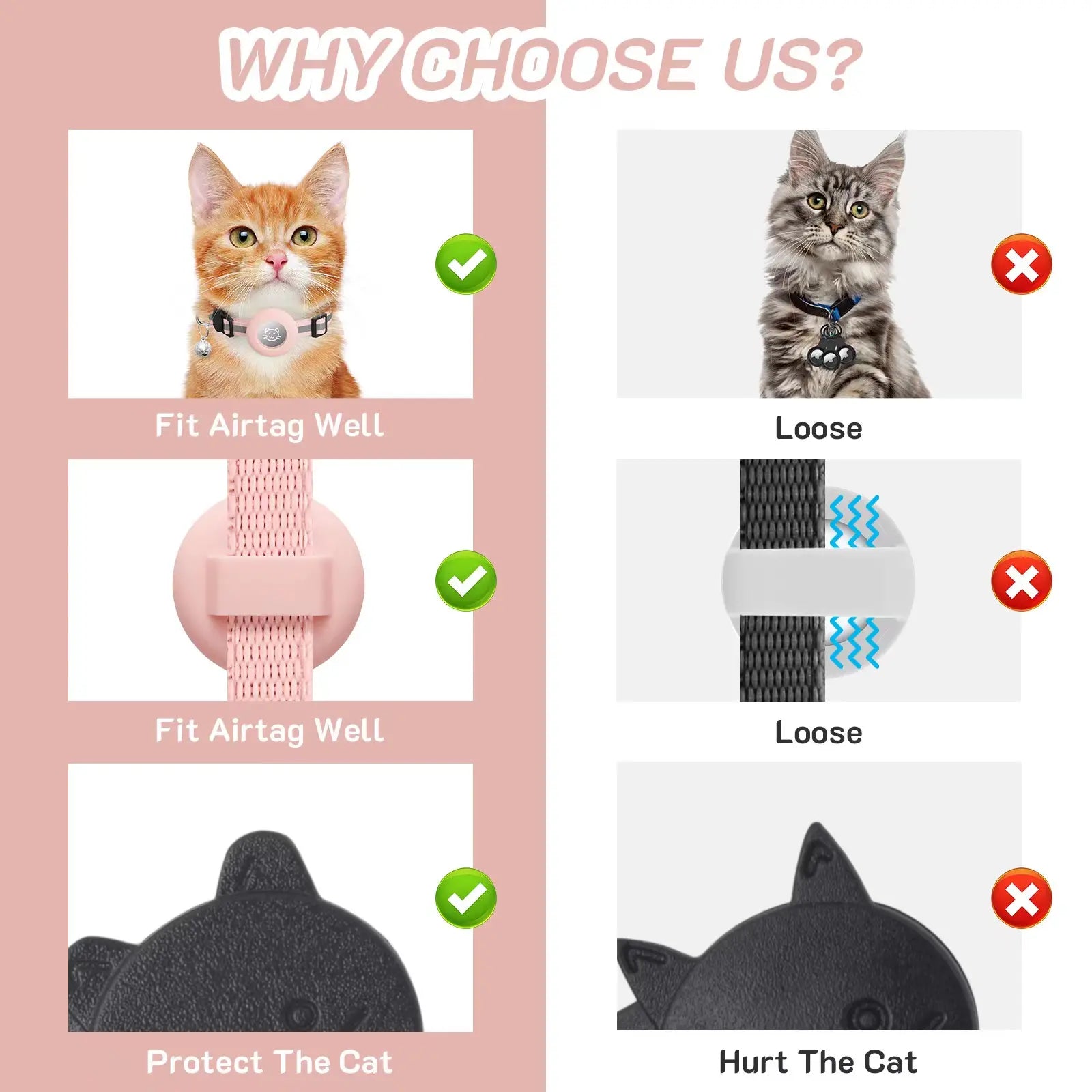 2 Pack Airtag Cat Collar Breakaway with Bell,Reflective Kitten Collar with Cat Collar Airtag Holder,Adjustable 7-12In,Safety Buckle for Girl Boy Cats,Pet Supplies,Accessories,Gifts(No Airtag Included)