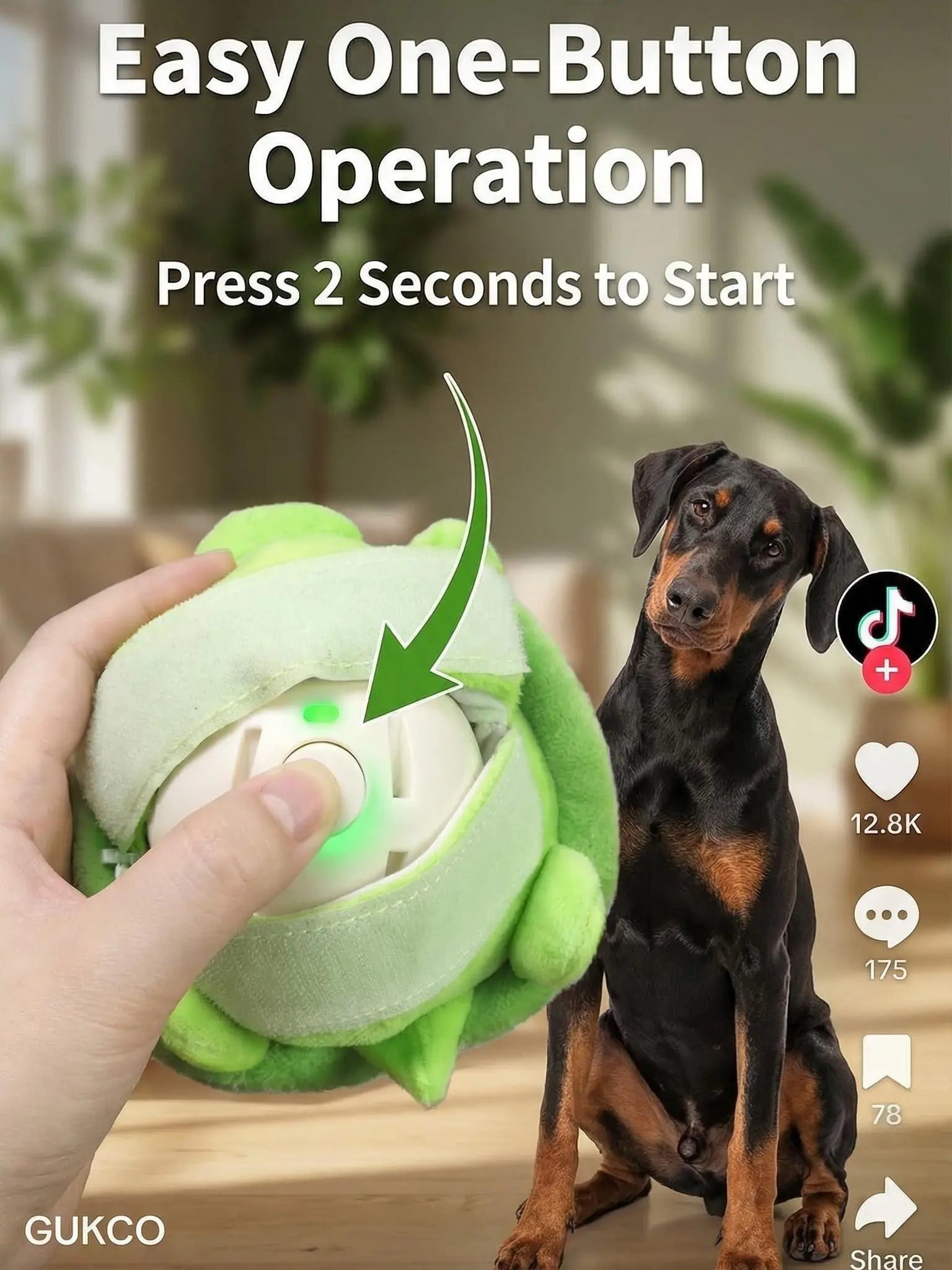 Motion-Activated Interactive Dog Ball - USB Rechargeable Automatic Rolling Toy for Dogs and Cats, Durable Indoor/Outdoor Self-Play Solution for Boredom Relief