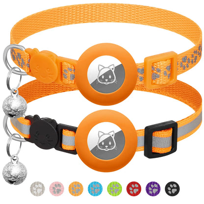 2 Pack Airtag Cat Collar Breakaway with Bell,Reflective Kitten Collar with Cat Collar Airtag Holder,Adjustable 7-12In,Safety Buckle for Girl Boy Cats,Pet Supplies,Accessories,Gifts(No Airtag Included)